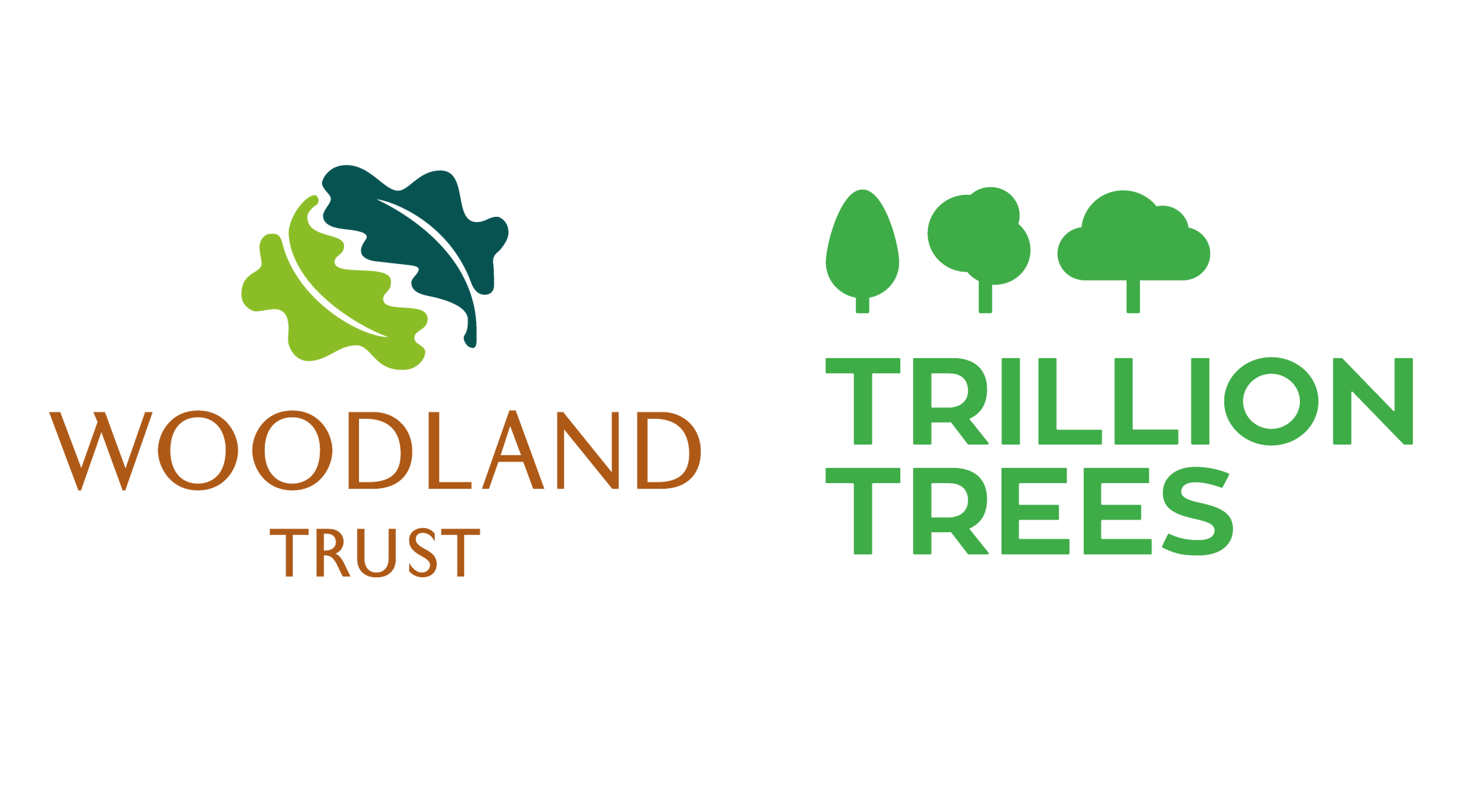 image showing two logos for the Woodland Trust and Trillion Trees, which are the two charities that Four twentea donate 10% of profits to.